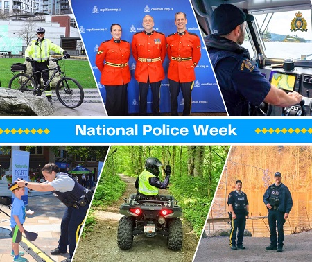 Collage of images of Coquitlam RCMP officers performing various duties