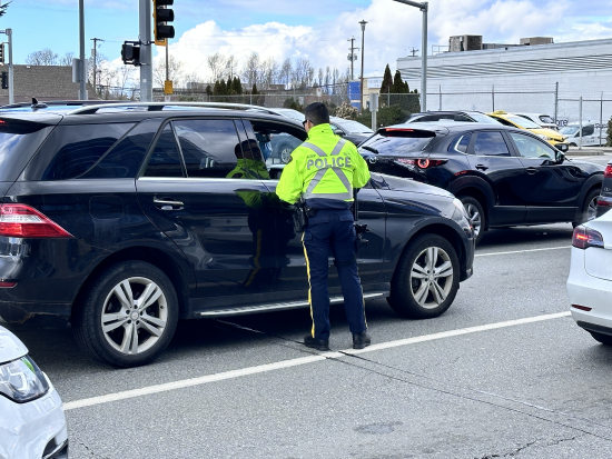photo of officer conducting road checks on street