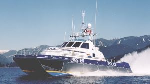 West Coast Marine RCMP catamaran "Inkster" on the water
