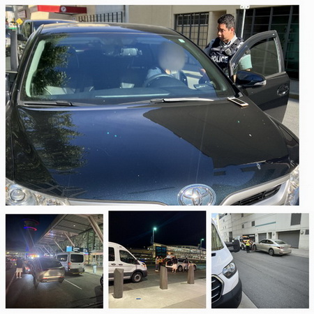 Collage of vehicles stopped during the illegal ride-hailing operation