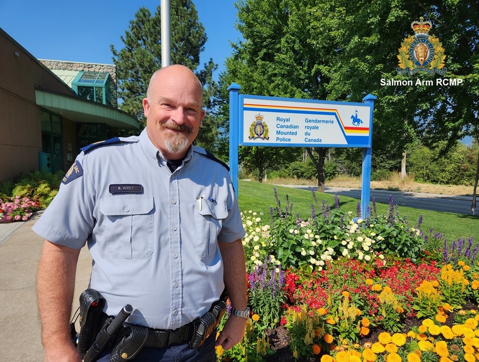 S/Sgt Scott West in front of the Salmon Arm RCMP detachment.