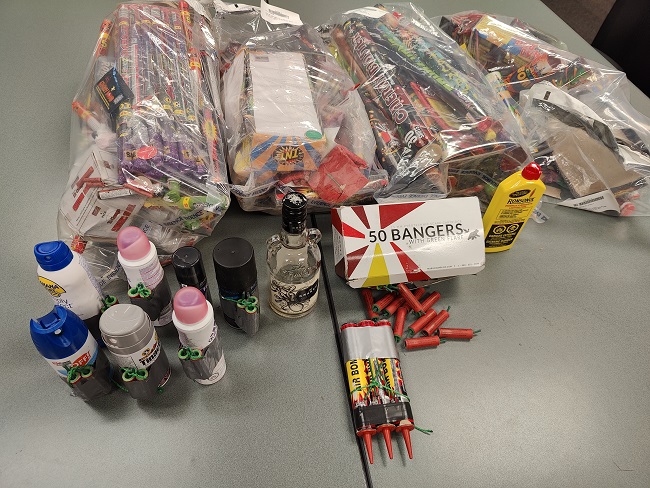 Photo of improvised explosive devices, bangers and fireworks