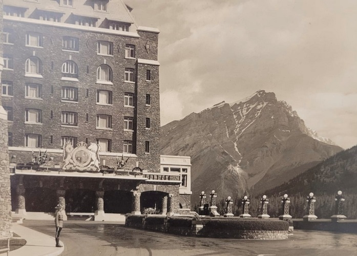 Photo of S/Sgt Parker standing guard during royal visit to Banff