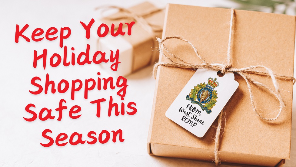 Photo of wrapped present with a message that says: Keep your holiday shopping safe