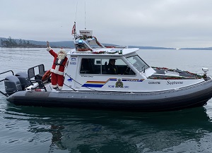 RCMP Police boat with Santa