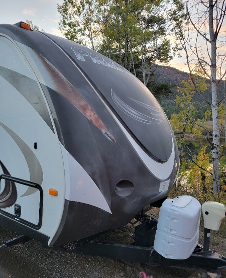 front profile photo of travel trailer