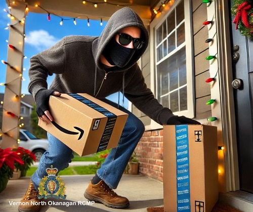 photo graphic of person stealing boxes from a home porch