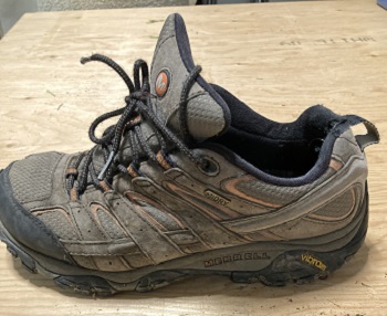 photo of brown merrell hiking shoe