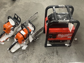 Photo of the Milwaukee Carry-On Power Supply and the Stihl chainsaws