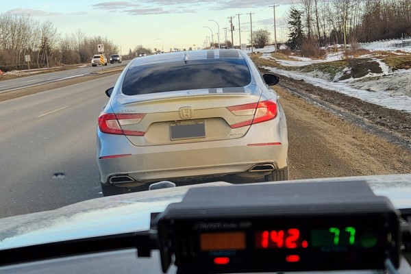 This sedan was being driven by a Class 7 Novice who was also ticketed for fail to display <q>N</q> 