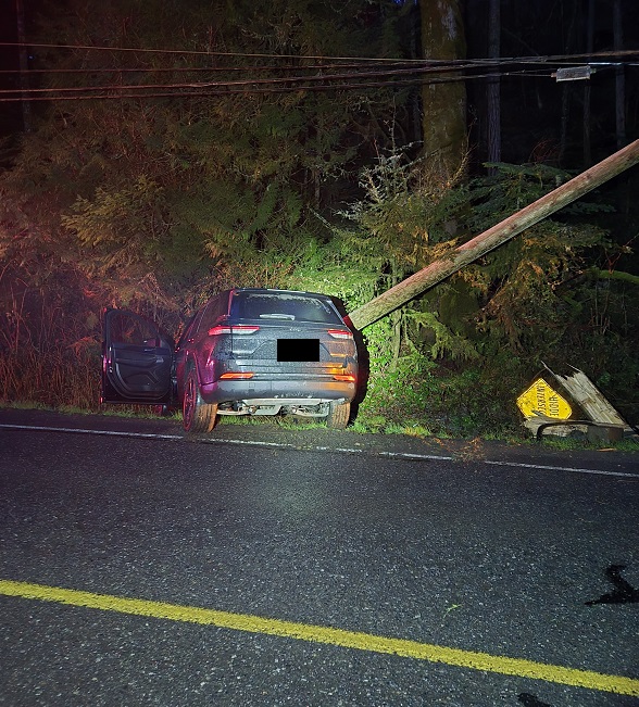 Photo of jeep crashed into hydro pole