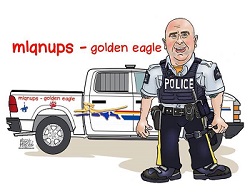 Cartoon drawing of Cst. Rampone and vehicle