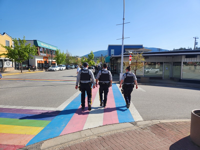 Salmon Arm RCMP on foot patrol downtown Salmon Arm
