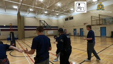 Photo of the students learning handcuffing procedures