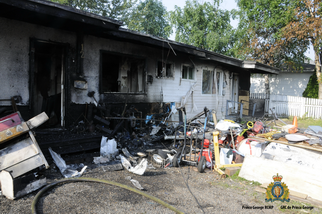 Photo of the housing complex after the fire