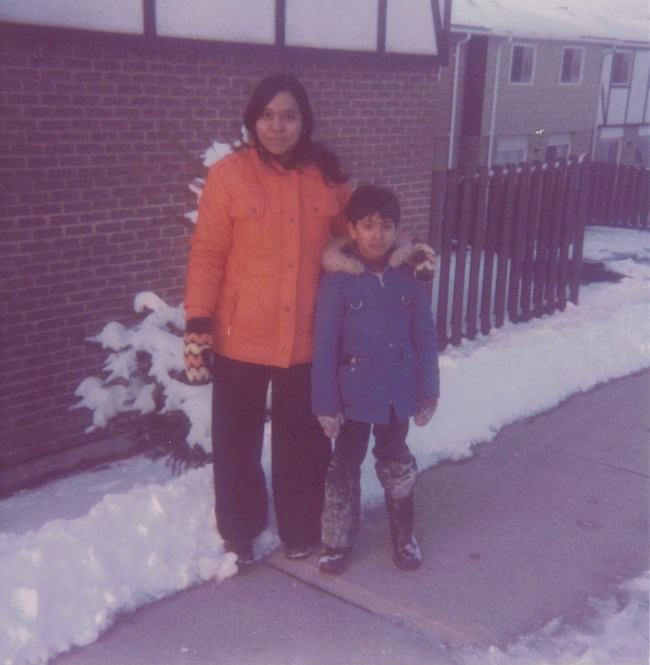 Susheel Gupta pictured here (age 10) with his mother Ramwati Gupta in 1982 in Waterloo, Ontario. Ramwati was 37-years-old when she was killed on Flight 182. Photo provided by Susheel Gupta.