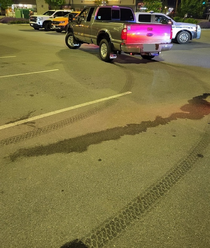 photo of grey F350 truck impounded