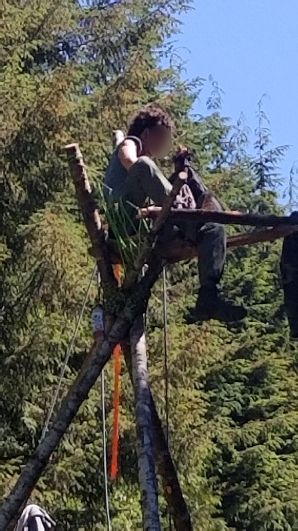 Photo of person smoking on a tripod structure