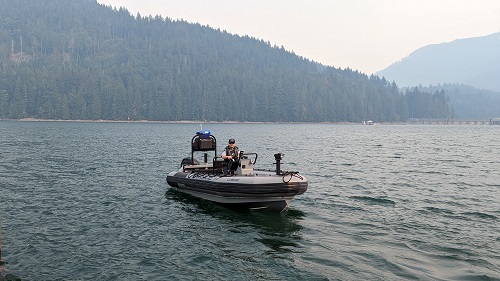 Photo of police boat near the dock