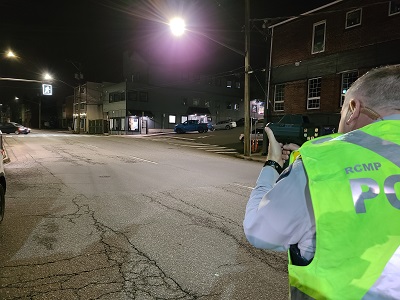 Photo of officer conducting speed enforcement