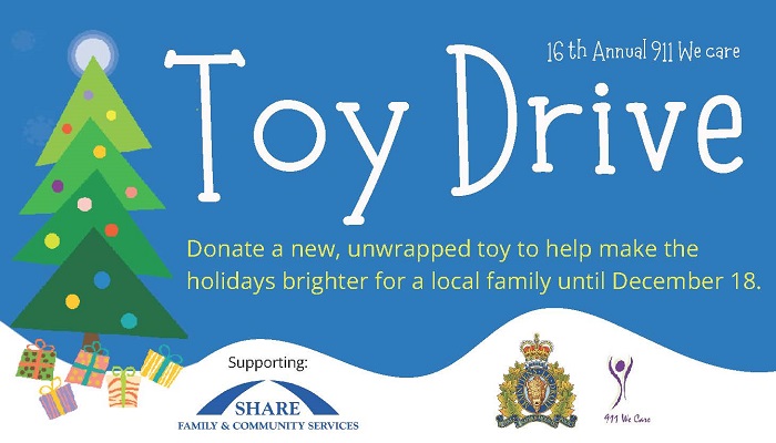 911 We Care Toy Drive festive poster